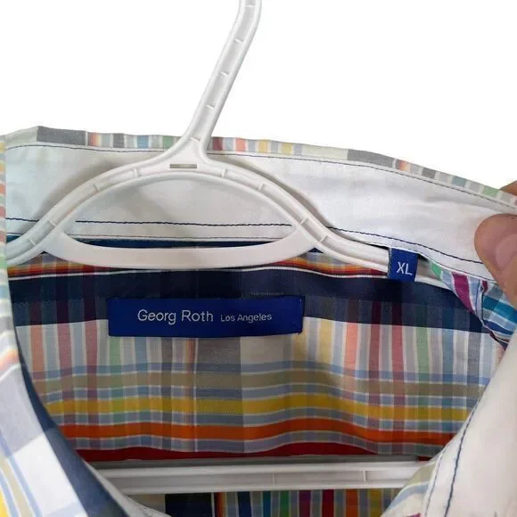 George Roth Los Angeles Button Down Shirt Mens XL‎ Colorful Long Sleeve Cotton - Picture 4 of 4